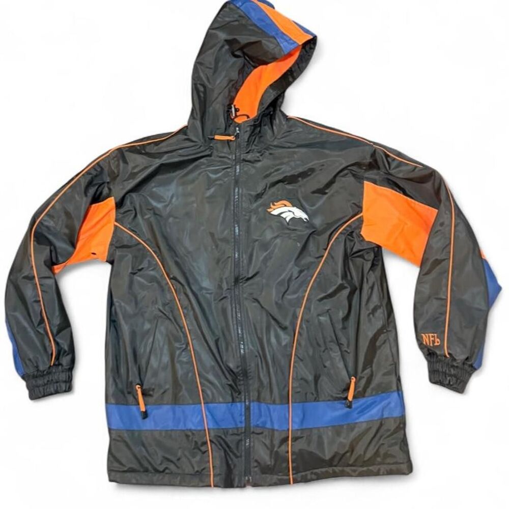 Vintage Denver Broncos NFL G-III Hooded Fleece Lined Windbreaker Jacket Large